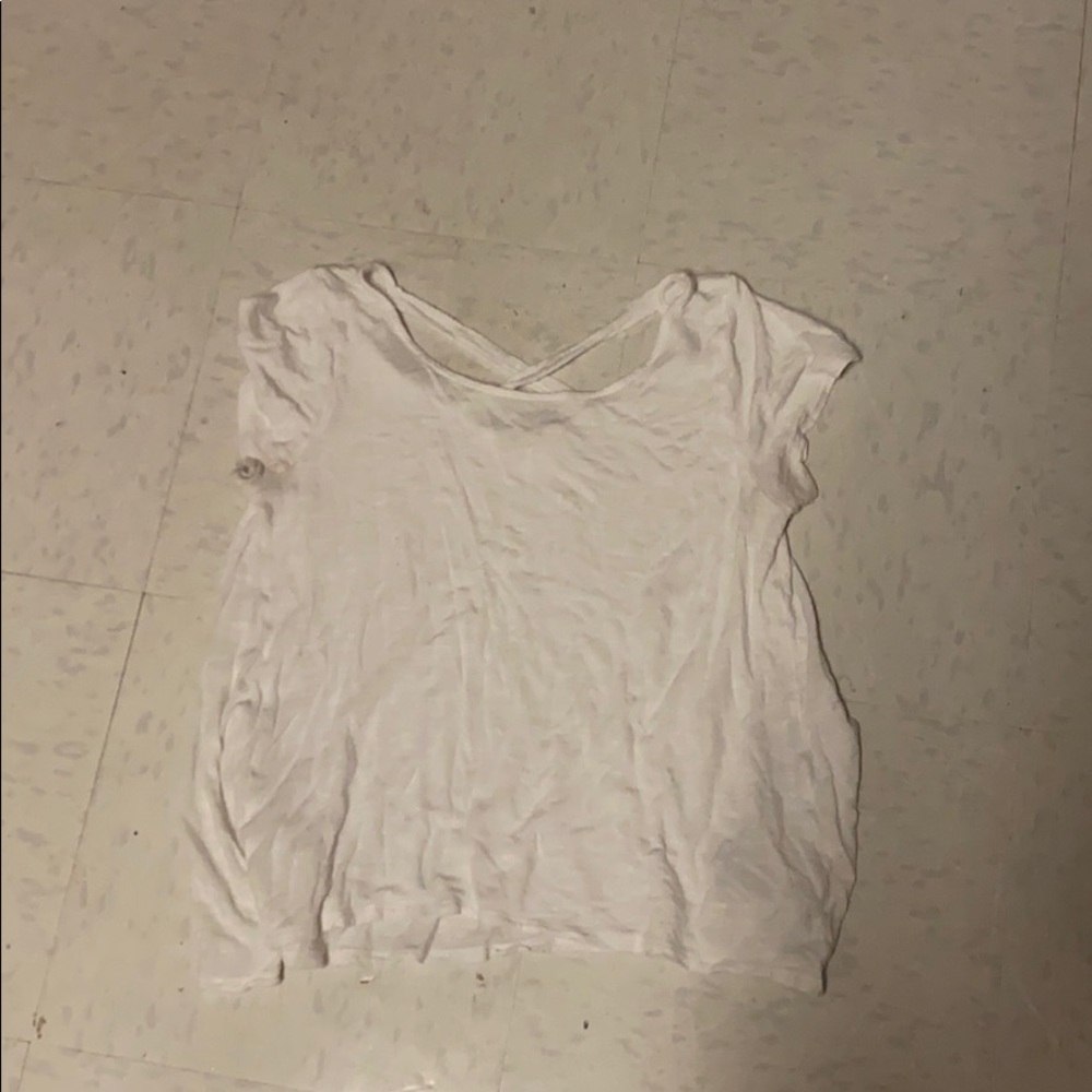 White crisscrossed tee